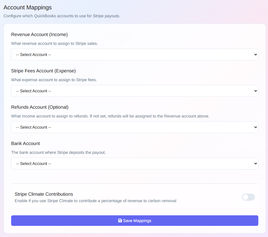 Mabel account mapping