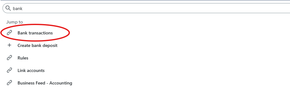 QuickBooks search bar