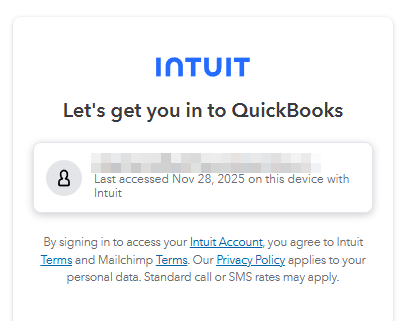 QuickBooks login screenshot